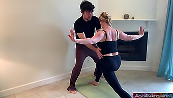 Stepson Assists Stepmother With Yoga And Stretches Her Large Natural Breasts